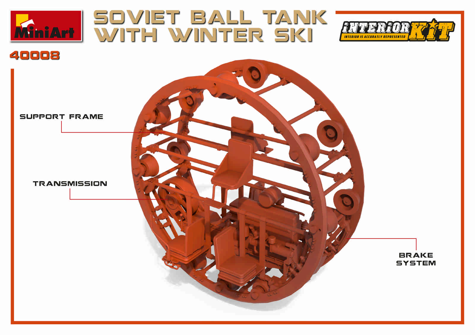 1/35 Soviet Ball Tank with Winter Ski, Interior Kit - Hobby Sense