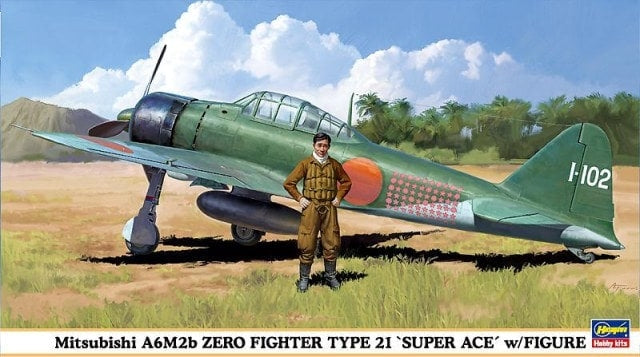 1/48 Mitsubishi A6M2b Zero Fighter Type 21 "Super Ace" w/Figure - Hobby Sense
