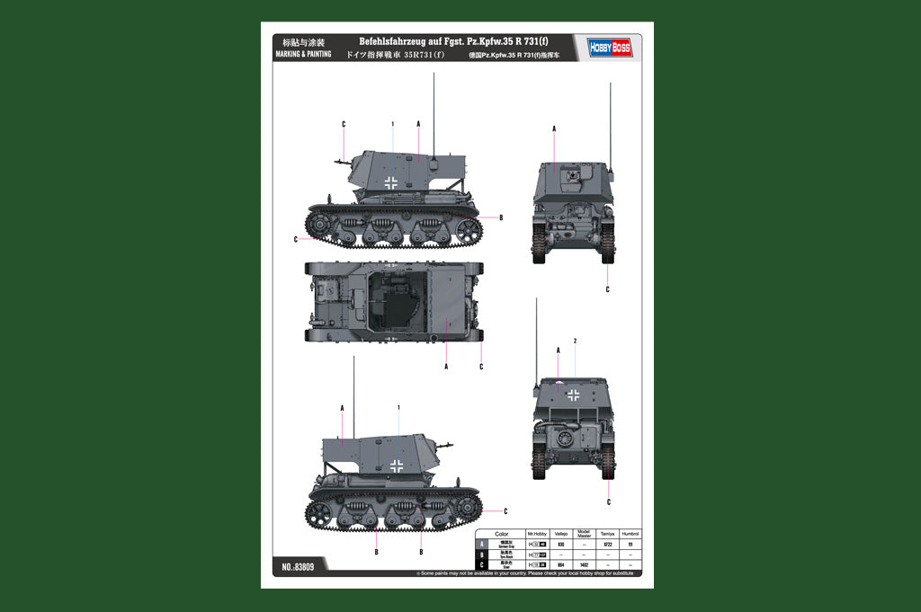1/35 Befehlsfahrzeug auf Fgst. Pz.Kpfw.35 R 731(f) - Hobby Sense