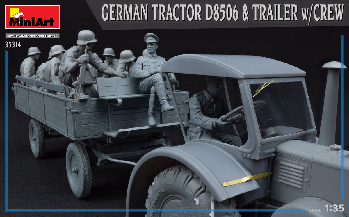 1/35 German Tractor D8506 with Trailer & Crew - Hobby Sense
