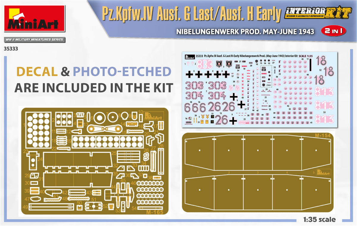 1/35 Pz.Kpfw.IV Ausf. G-Last/H-Early Nibelungenwerk Prod. (May-June 1943) 2 in 1 Interior Kit - Hobby Sense