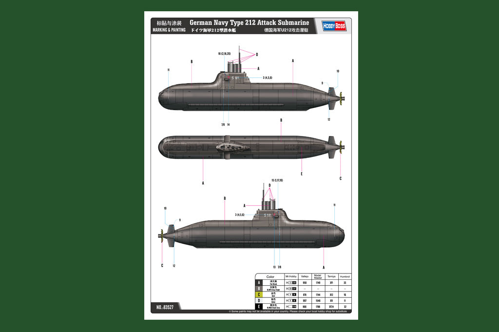 1/350 German Navy Type 212 Attack Submarine - Hobby Sense