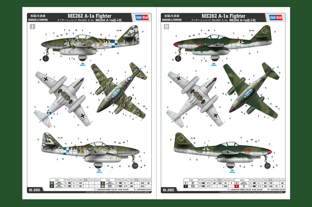 1/18 Messerschmitt ME262 A1a Fighter - Hobby Sense