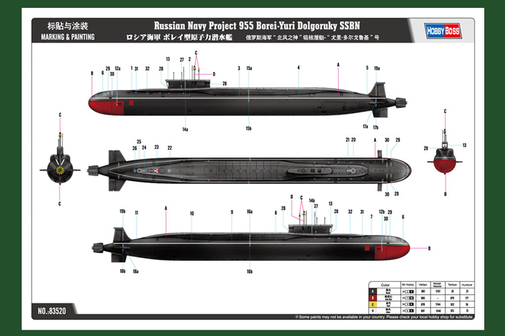 1/350 Russian Navy Project 955 Borei-Yuri Dolgoruky SSBN - Hobby Sense