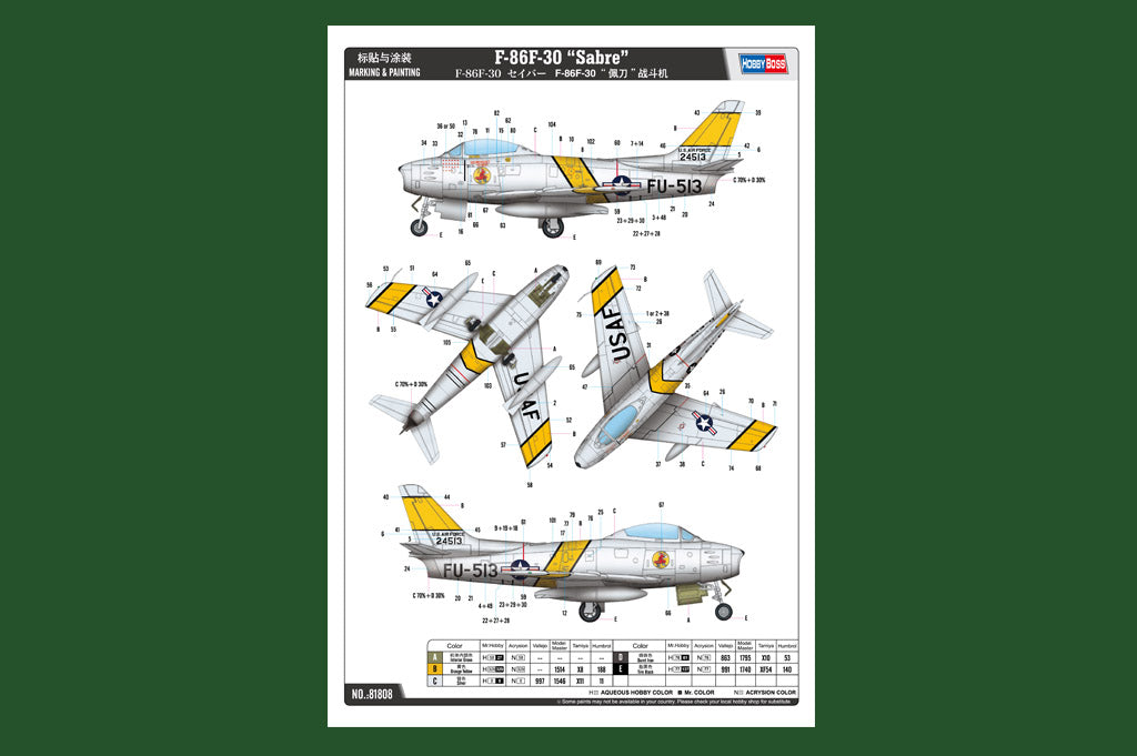 1/18 F86F30 Sabre - Hobby Sense