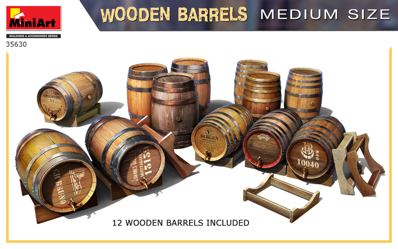1/35 Wooden Barrels Medium Size - Hobby Sense
