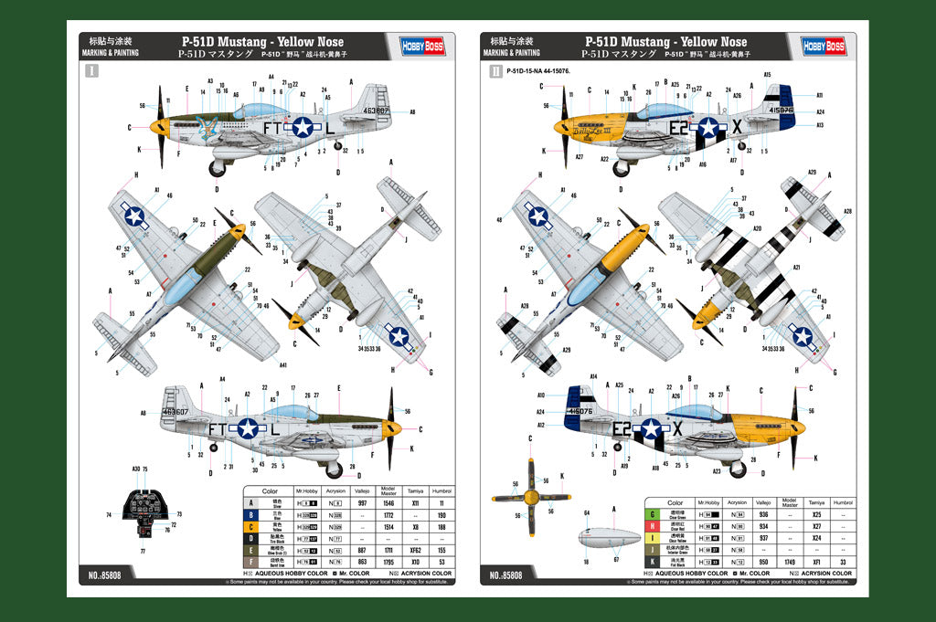 1/48 P51D Mustang Yellow Nose - Hobby Sense