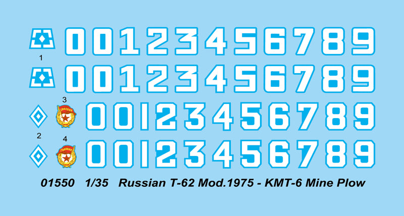 1/35 Russian T62 Mod 1975 Tank w/KMT6 Mine Plow - Hobby Sense