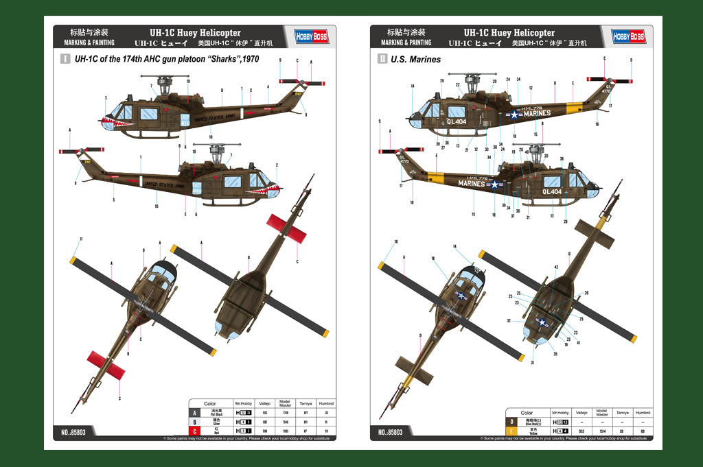 1/48 UH1C Huey Helicopter, Easy Kit - Hobby Sense