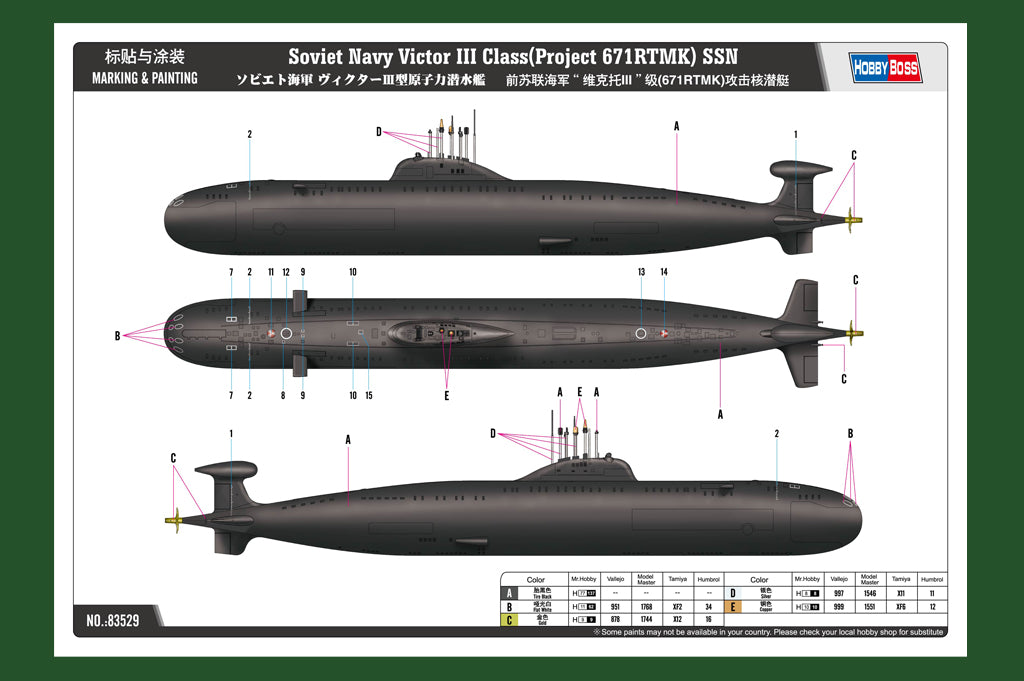 1/350 Soviet Navy Victor III Class(Project 671RTMK) SSN - Hobby Sense
