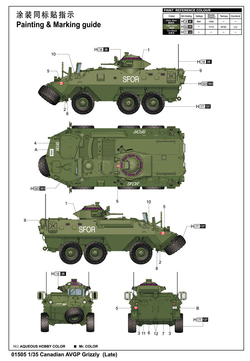 1/35 Canadian Grizzly 6x6 Armored Personnel Carrier Late Version - Hobby Sense