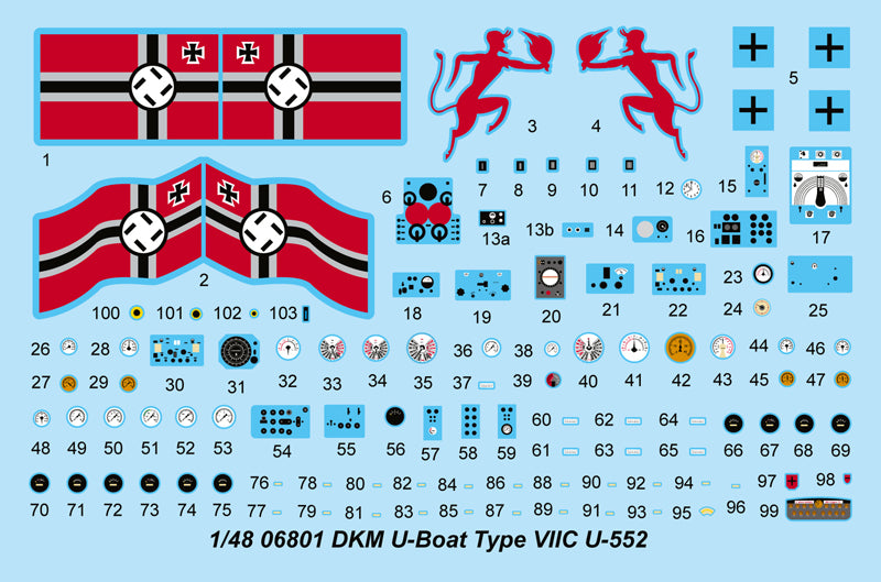 1/48 DKM U-Boat Type VIIC U-552, Full interior kit - Hobby Sense
