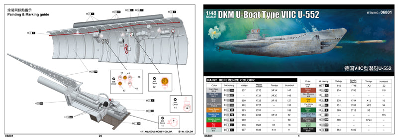 1/48 DKM U-Boat Type VIIC U-552, Full interior kit - Hobby Sense