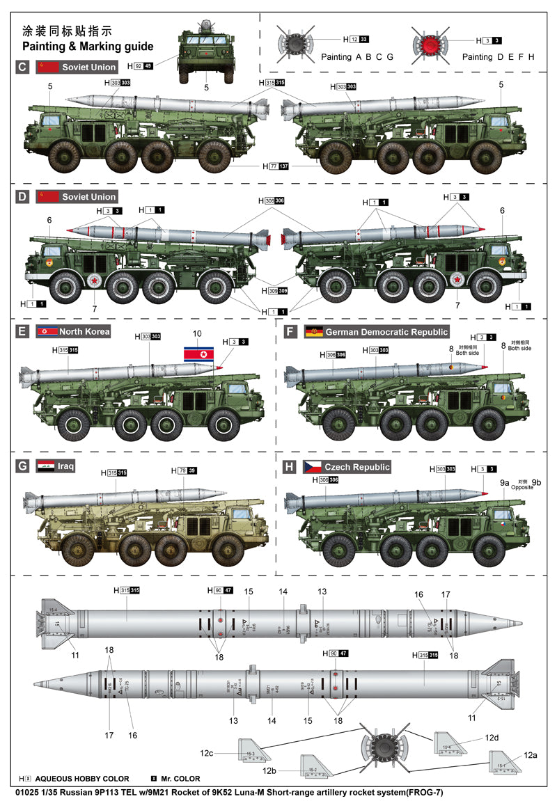 1/35 Russian 9P113 TEL with 9M21 Rocket of 9K52 Luna-M Short Range Artillery Rocket System - Hobby Sense
