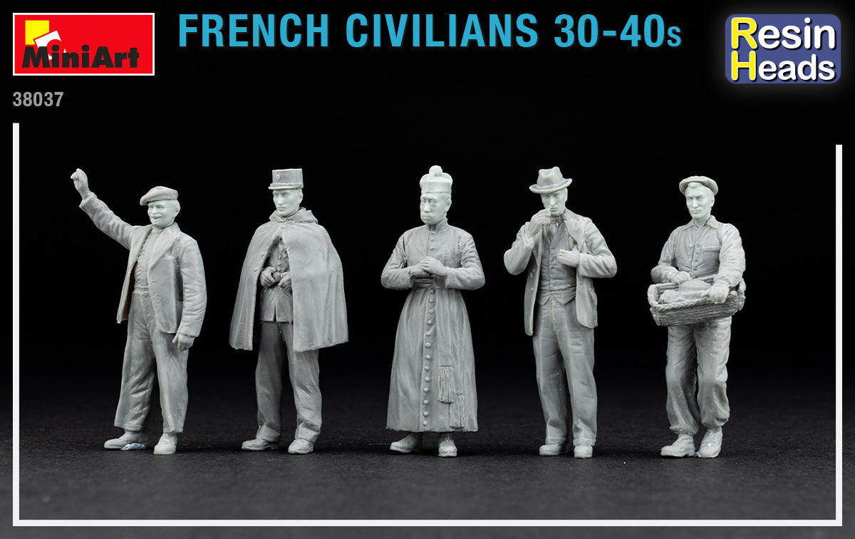 1/35 French Civilians '30-'40s. Resin Heads - Hobby Sense