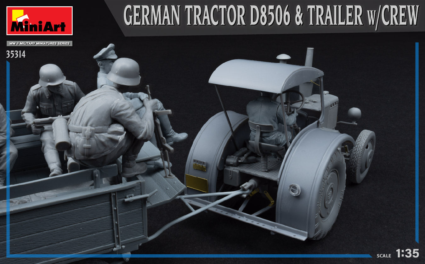 1/35 German Tractor D8506 with Trailer & Crew - Hobby Sense
