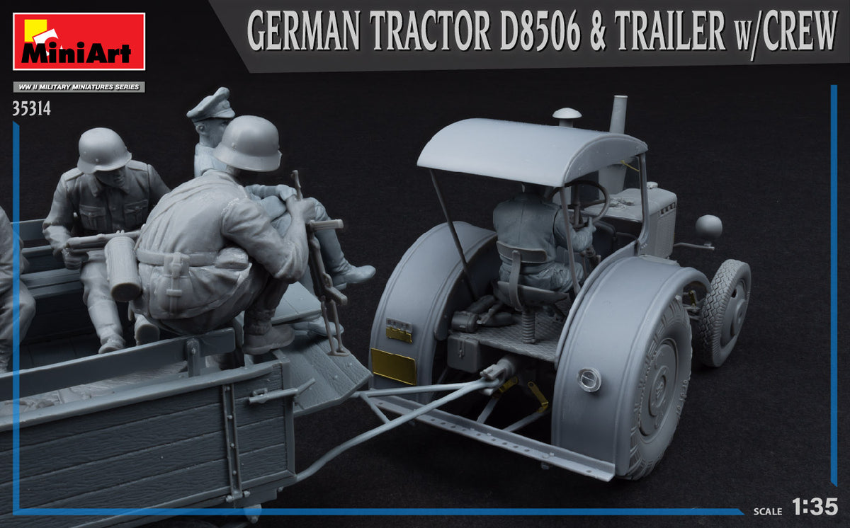 1/35 German Tractor D8506 with Trailer & Crew - Hobby Sense