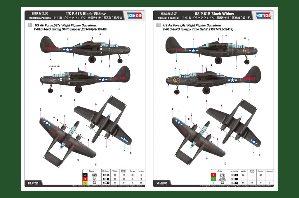 1/72 US P61B Black Widow, Easy Kit - Hobby Sense