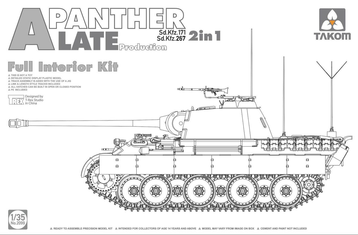 1/35 Panther Tank Late Production, 2 in 1 Sd.Kfz 171 Sd.Kfz. 267, Full Interior Kit - Hobby Sense