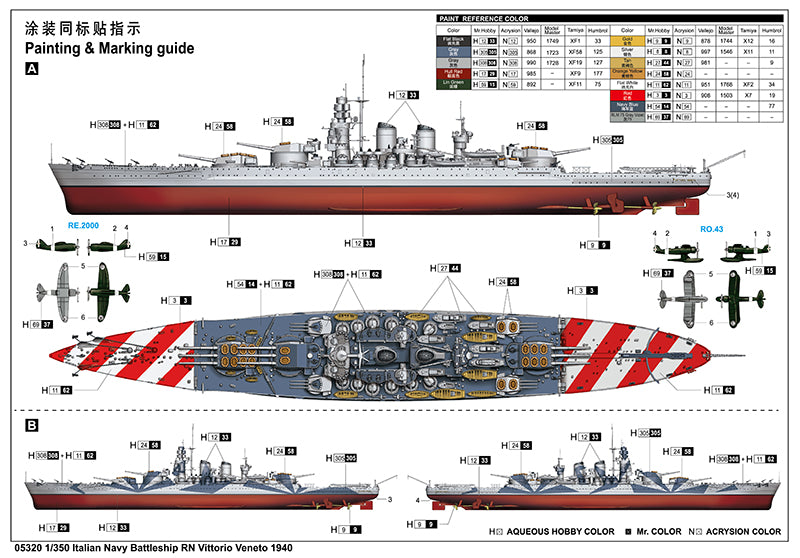1/350 Italian Navy Battleship RN Vittorio Veneto - Hobby Sense