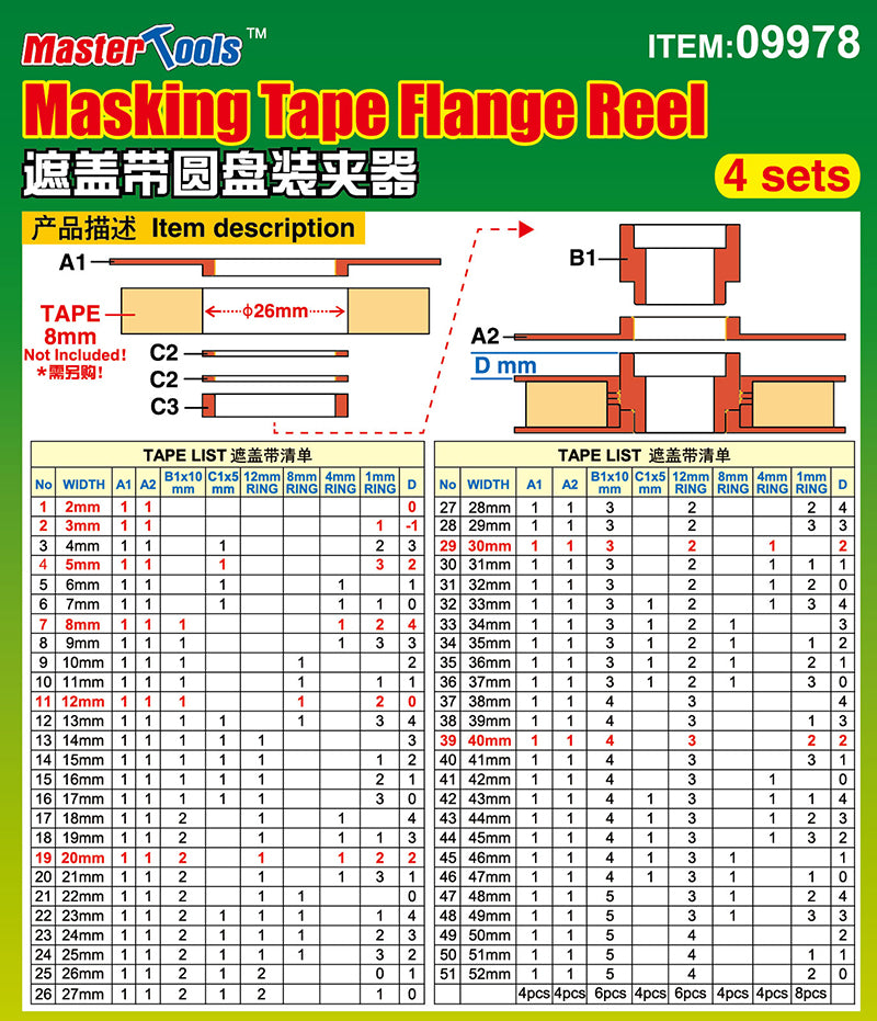 Masking Tape Flange Reel - 4 sets - Hobby Sense