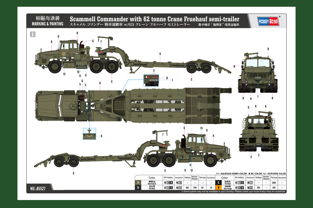 1/35 Scammell Commander with 62 tonne Crane Fruehauf Semi-trailer - Hobby Sense