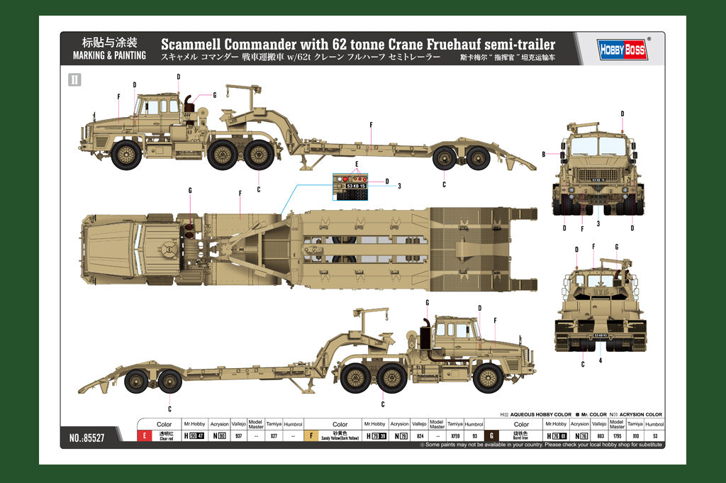 1/35 Scammell Commander with 62 tonne Crane Fruehauf Semi-trailer - Hobby Sense
