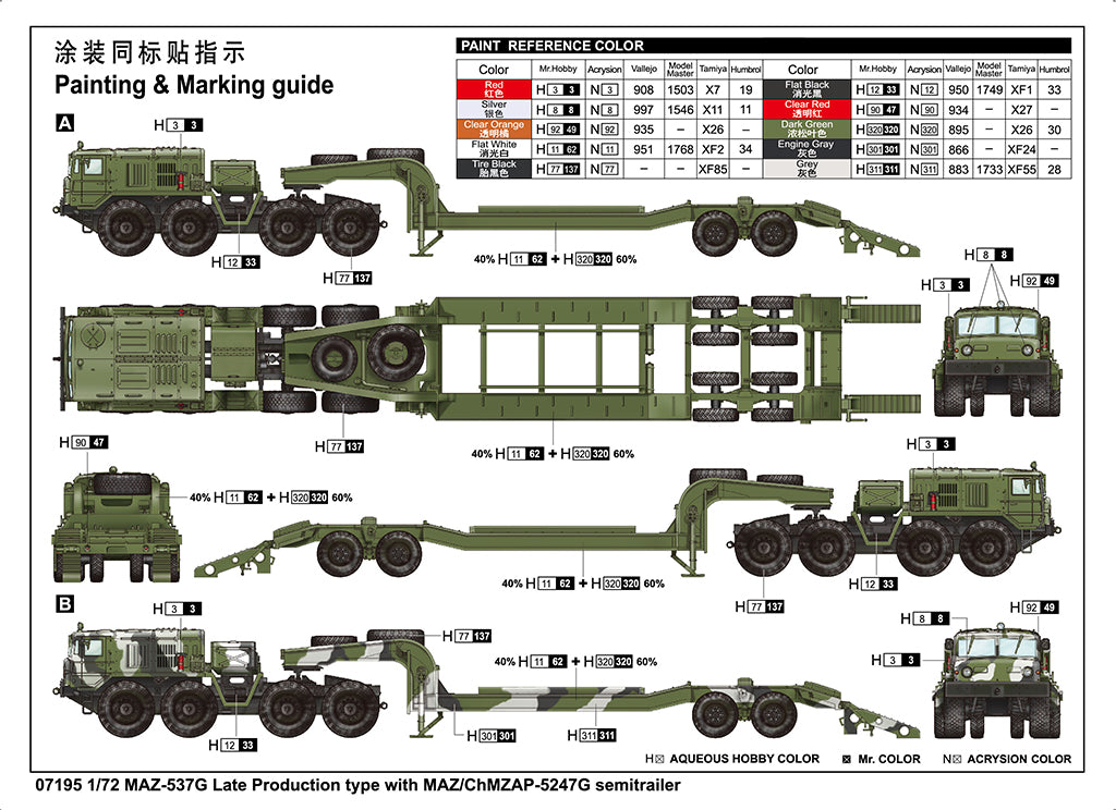 1/72 MAZ 537G Late Production type with MAZ/ChMZAP-5247G Semitrailer - Hobby Sense