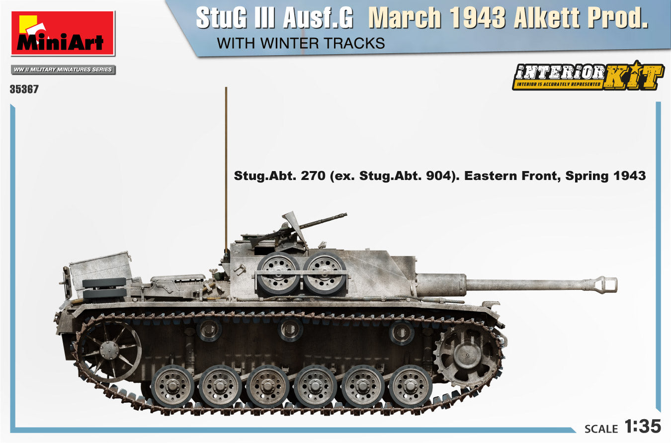 1/35 StuG III Ausf. G March 1943 Alkett Prod w/Winter Tracks. Interior Kit - Hobby Sense