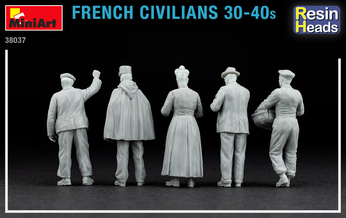 1/35 French Civilians '30-'40s. Resin Heads - Hobby Sense