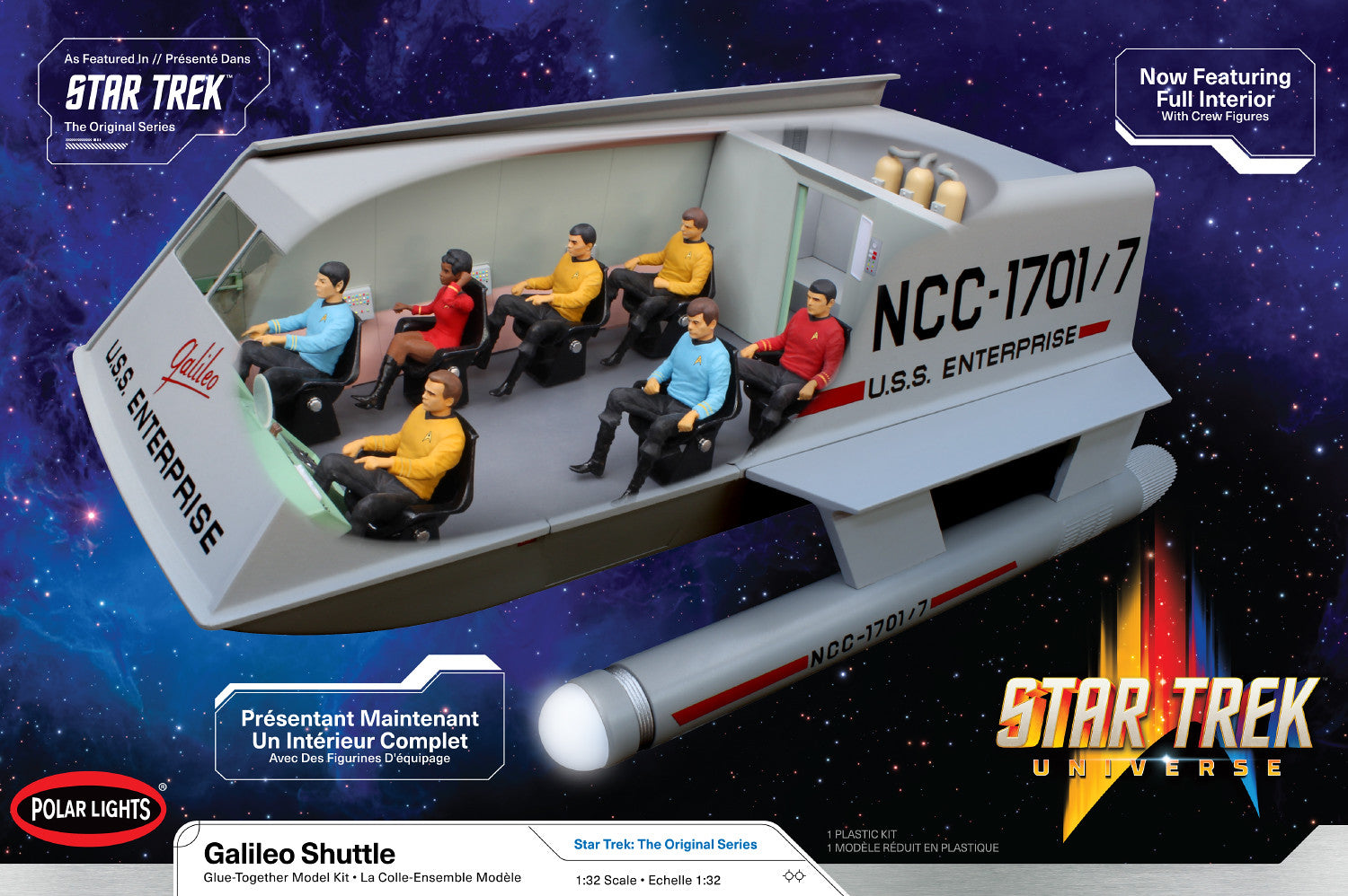 1/32 Star Trek Galileo Shuttlecraft w/Full Interior & 7 Figures