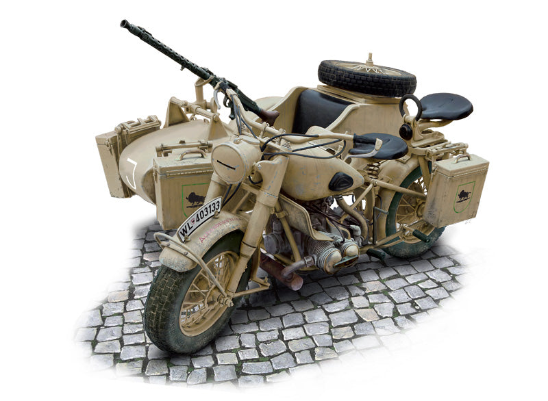 1/9 German Military Motorcycle with Sidecar - Hobby Sense