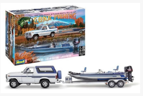 1/24 Gone Fishing 1980 Ford Bronco w/Bass Boat & Trailer - Hobby Sense