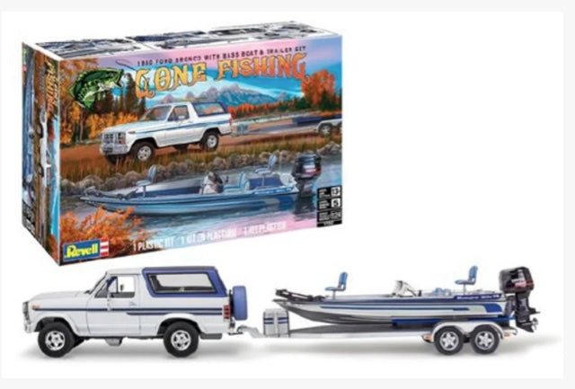 1/24 Gone Fishing 1980 Ford Bronco w/Bass Boat & Trailer - Hobby Sense