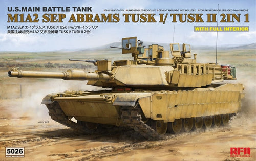 1/35 U.S. Main Battle Tank M1A2 SEP Abrams Tusk I/II 2in1, Full Interior - Hobby Sense