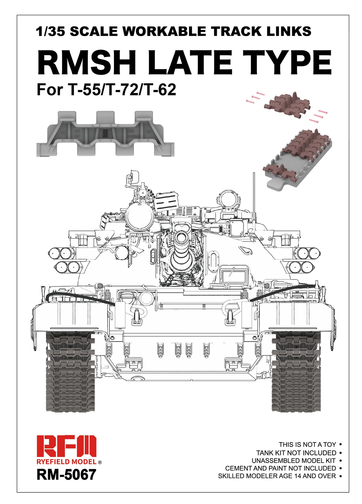 1/35 RMSH Late type For T55/T-72/T-62 Workable Track Links - Hobby Sense
