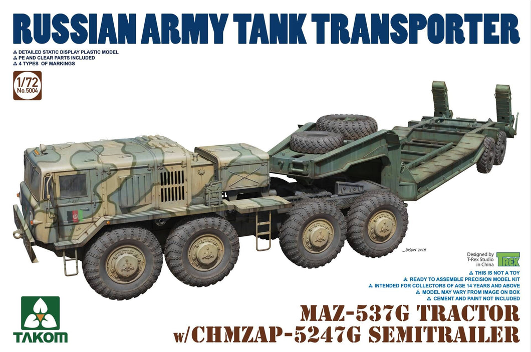 1/72 Russian Army Tank Transporter Maz 537g Tractor with CHMZAP Semitrailer - Hobby Sense