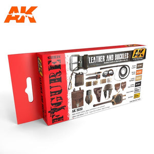 AK Interactive #AKI-11620 Figure Series Leather & Buckles 3G Acrylic Paint  Set
