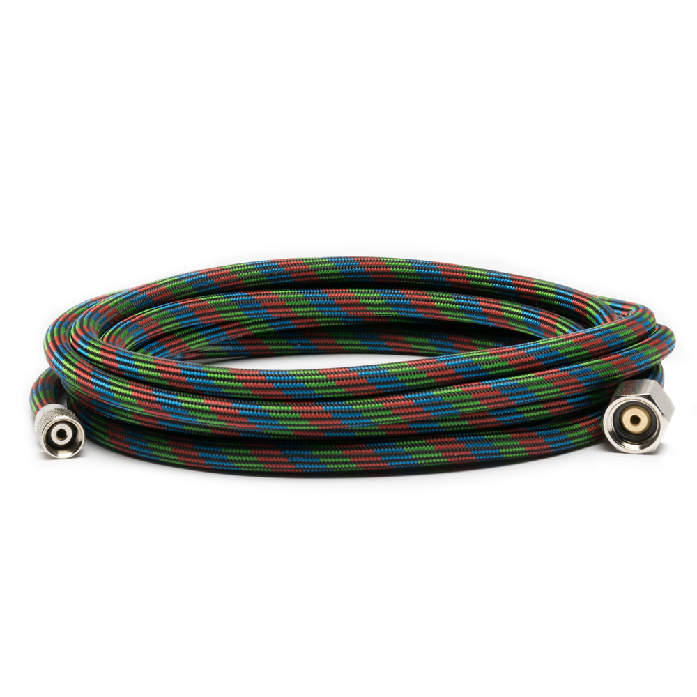 Iwata 10' Braided Nylon Airbrush Hose with Iwata Airbrush Fitting and 1/4" Compressor Fitting - Hobby Sense