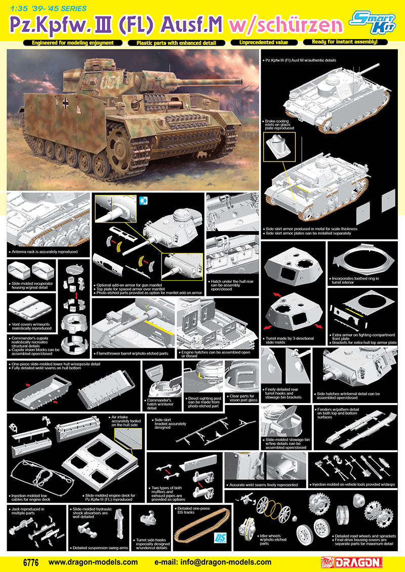 PzKpfw III (FL) Ausf M Tank w/Side-Skirt Armor - Hobby Sense