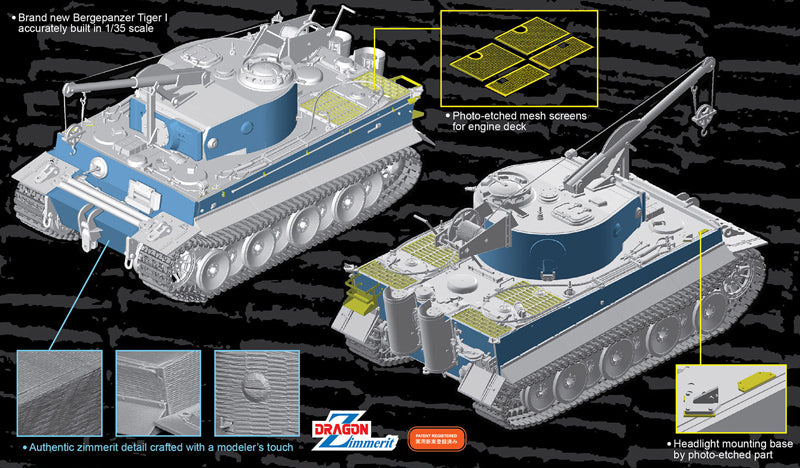 Bergepanzer Tiger I sPzAbt508 Demolition Charge Layer Mid Production Tank w/Zimmerit (Ltd Production) - Hobby Sense