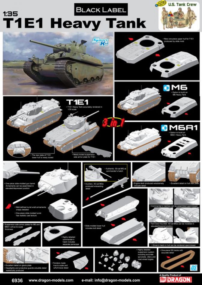 1/35 Heavy Tank T1E1 (3 in 1), Black Label Series - Hobby Sense