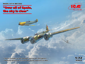 1/72 Over all of Spain, the sky is clear SB 2M100 "Katiushka + two Me 109 E3 Pilot Ace - Hobby Sense