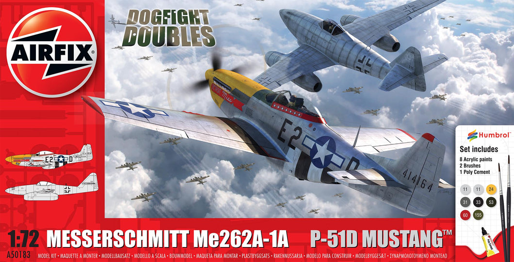 1/72 Messerschmitt Me262 & P51D Mustang Dogfight Doubles Set - Hobby Sense