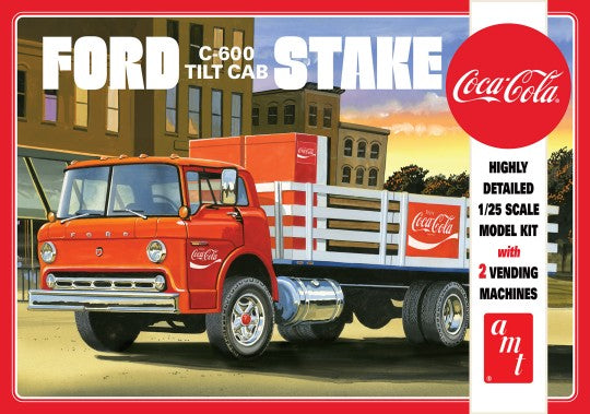 1/25 Ford C600 Tilt Cab Stake Bed Truck w/Coca-Cola Machines - Hobby Sense