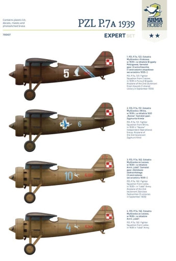1/72 PZL P.7a  1939, Expert Set - Hobby Sense