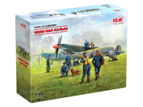 1/48 WWII RAF Airfield  - Spitfire Mk.IX, Spitfire Mk.VII, with Pilots and Ground Personnel - Hobby Sense
