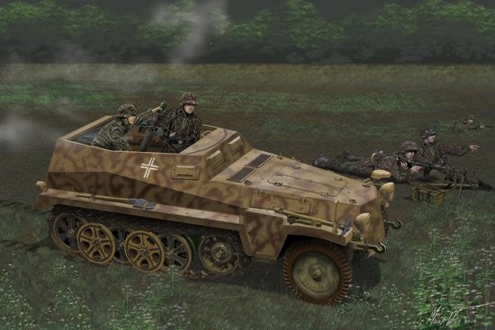 SdKfz 250/7 Ausf A Light Schutzenpanzer Halftrack & 8cm Mortar w/Full Interior - Hobby Sense