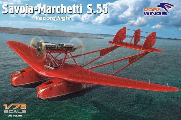 1/72 Savoia Marchetti S55 Record Flight Flying Boat Aircraft w/Resin Engine (9"L, 13" Wingspan) - Hobby Sense