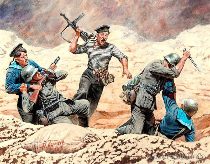 Soviet Marines and German Infantry, Hand-to-hand fight, 1941-1942. Kit No 2 - Hobby Sense